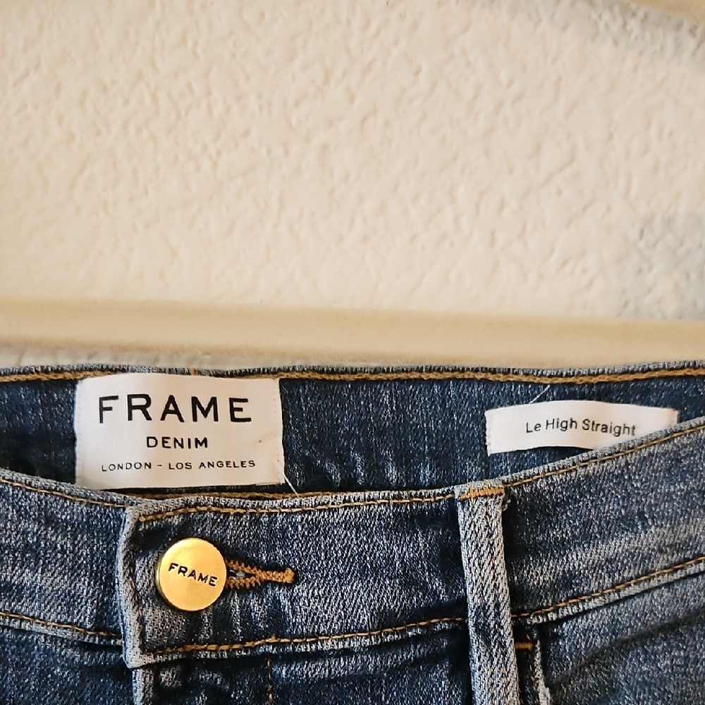 Frame Denim Blue Ankle Jeans with Distressed Detail - Picture 2 of 3